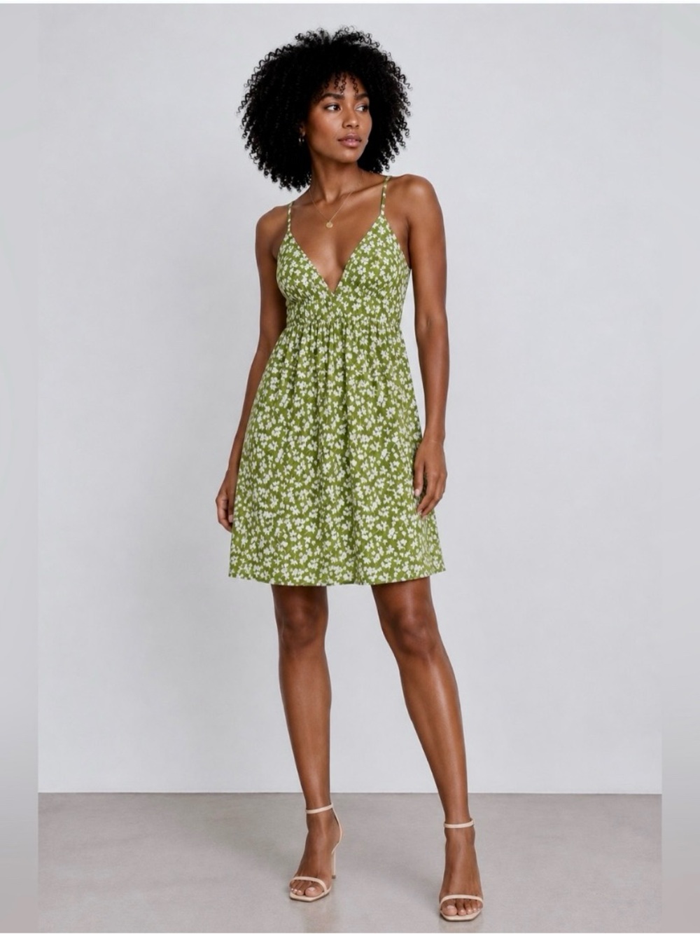NWT Princess Polly Koko Green Floral Mini Dress Size 12 Tie Back Cottagecore